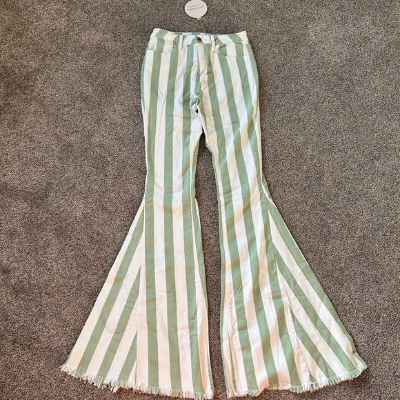 Saints And Hearts Pants - Striped Flare Pants